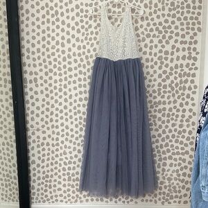 Elegant White and Gray Kids Dress